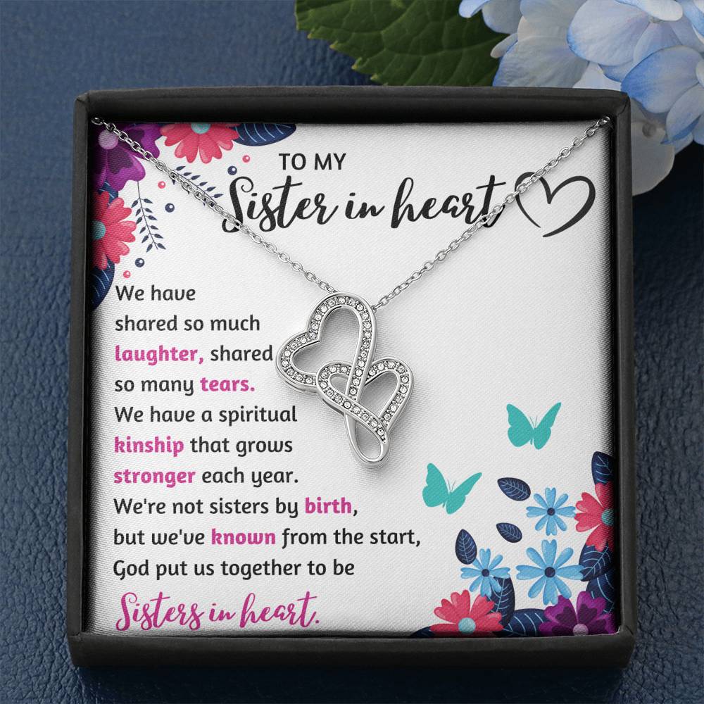 TO MY SISTER IN HEART DOUBLE HEARTS NECKLACE GIFT SET - ON CLOUD NINE GIFTS