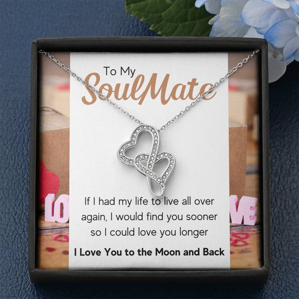 TO MY SOULMATE "LOVE YOU LONGER" DOUBLE HEARTS NECKLACE GIFT SET - ON CLOUD NINE GIFTS