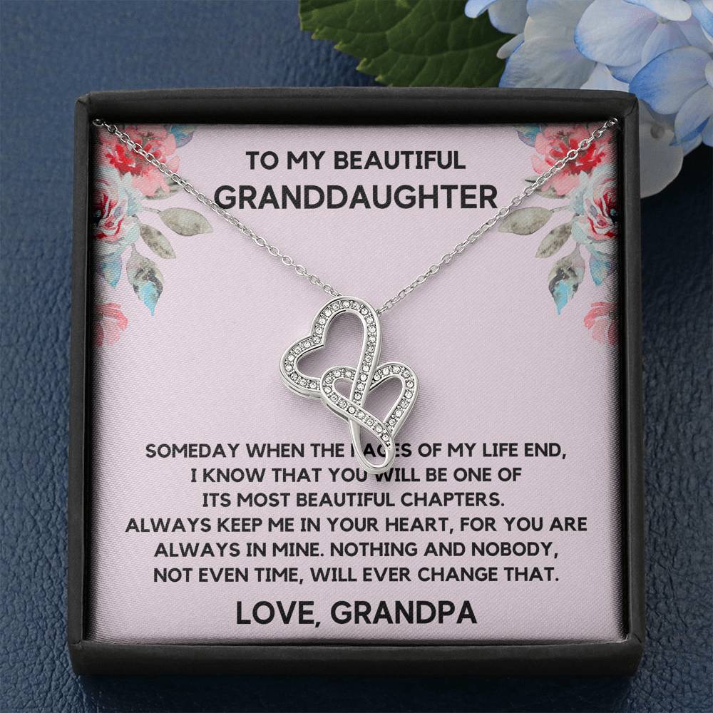 TO MY BEAUTIFUL GRANDDAUGHTER FROM GRANDPA CHAPTERS FLOWERS DOUBLE HEARTS NECKLACE GIFT SET - ON CLOUD NINE GIFTS