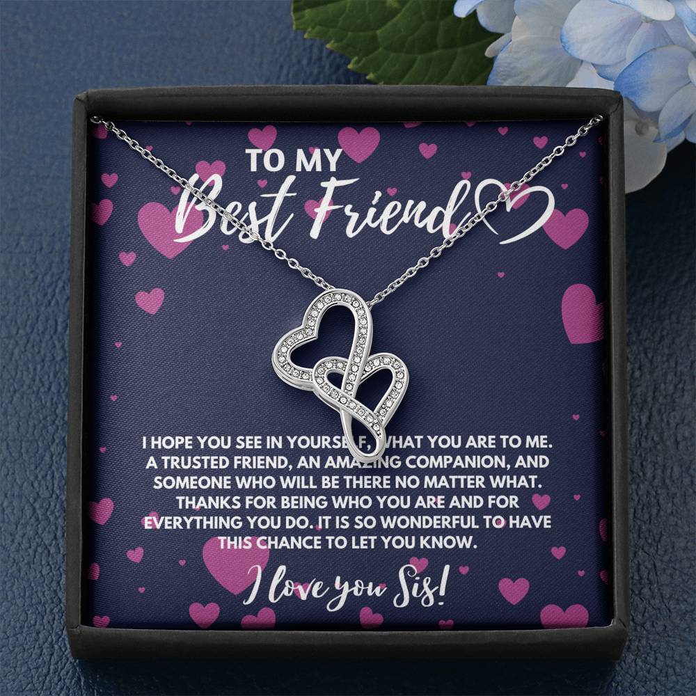 TO MY BEST FRIEND DOUBLE HEARTS NECKLACE GIFT SET - ON CLOUD NINE GIFTS