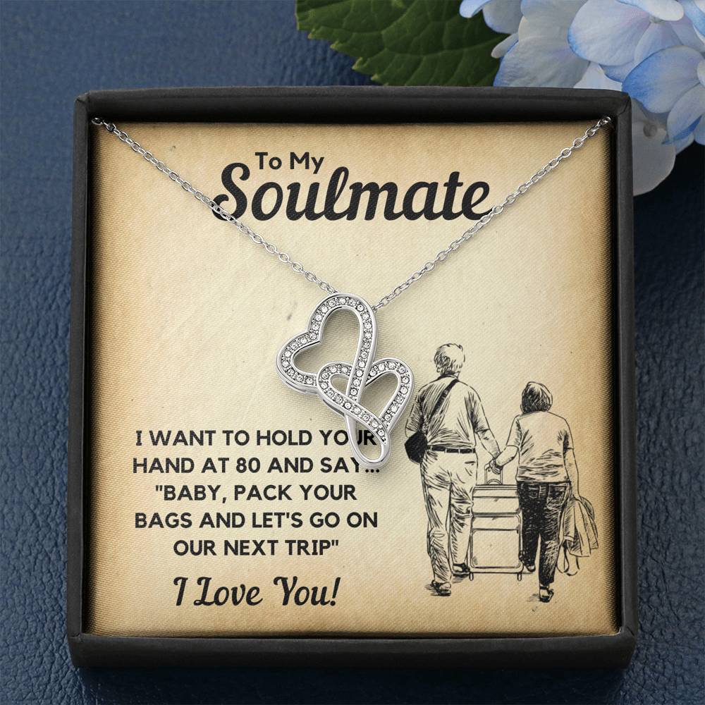 TO MY SOULMATE BAGS DOUBLE HEARTS NECKLACE GIFT SET - ON CLOUD NINE GIFTS