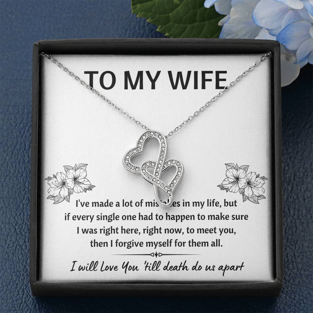 TO MY WIFE "MISTAKES" DOUBLE HEARTS NECKLACE GIFT SET - ON CLOUD NINE GIFTS