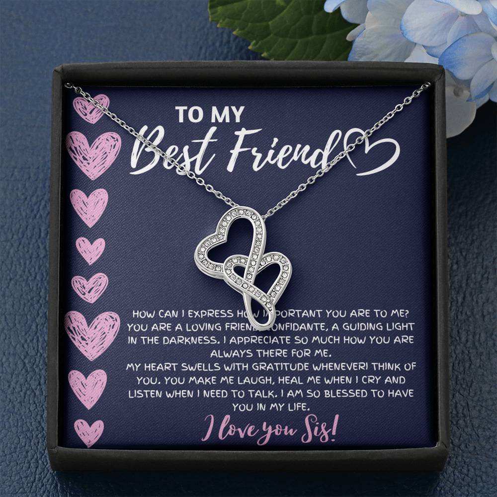 TO MY BEST FRIEND "BLESSED TO HAVE YOU IN MY LIFE" DOUBLE HEARTS NECKLACE GIFT SET - ON CLOUD NINE GIFTS