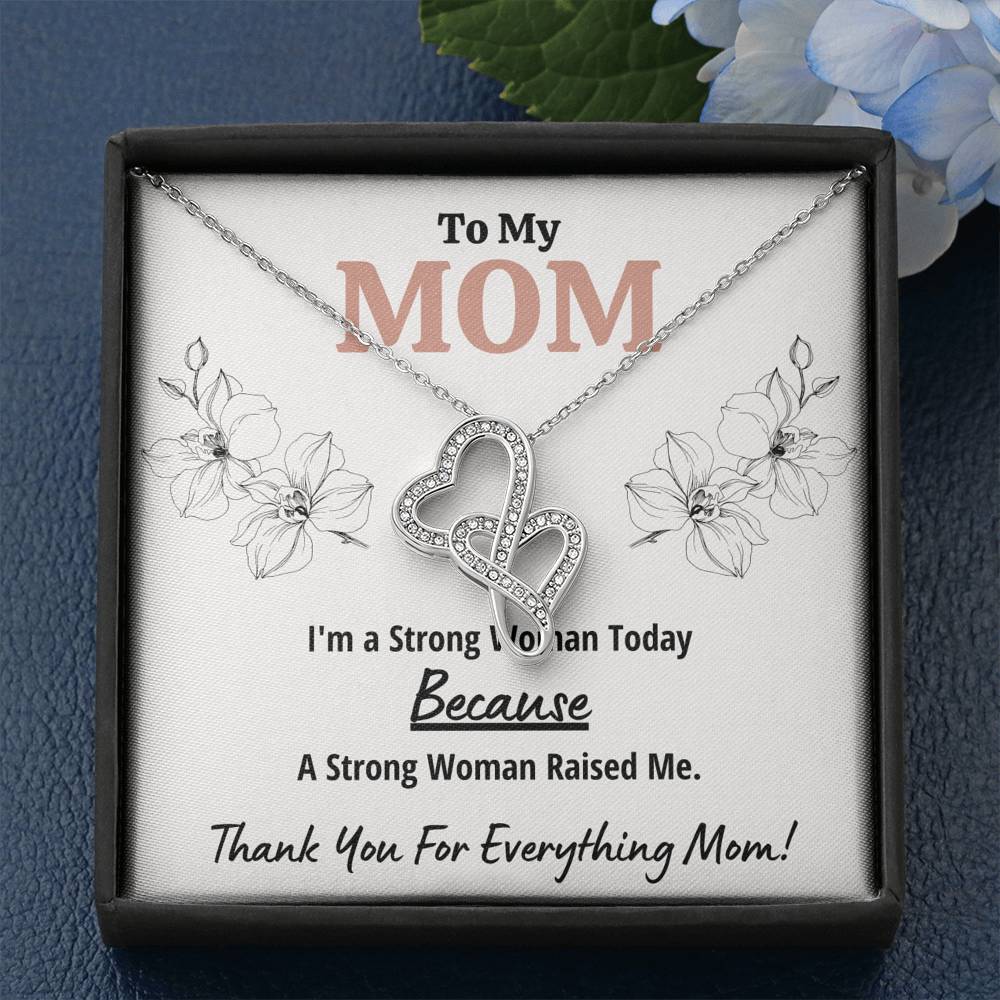 TO MY MOM "STRONG WOMAN" DOUBLE HEARTS NECKLACE GIFT SET - ON CLOUD NINE GIFTS