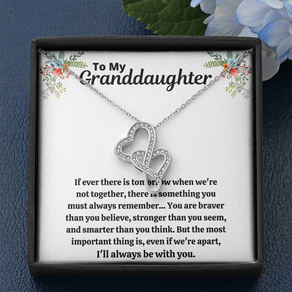 TO MY GRANDDAUGHTER "STRONGER THAN YOU SEEM" DOUBLE HEARTS NECKLACE GIFT SET - ON CLOUD NINE GIFTS