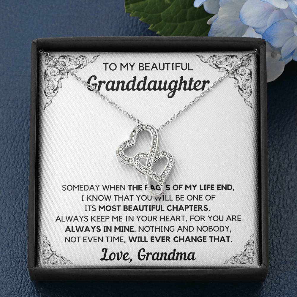 TO MY BEAUTIFUL GRANDDAUGHTER FROM GRANDMA CHAPTERS DOUBLE HEARTS NECKLACE GIFT SET - ON CLOUD NINE GIFTS