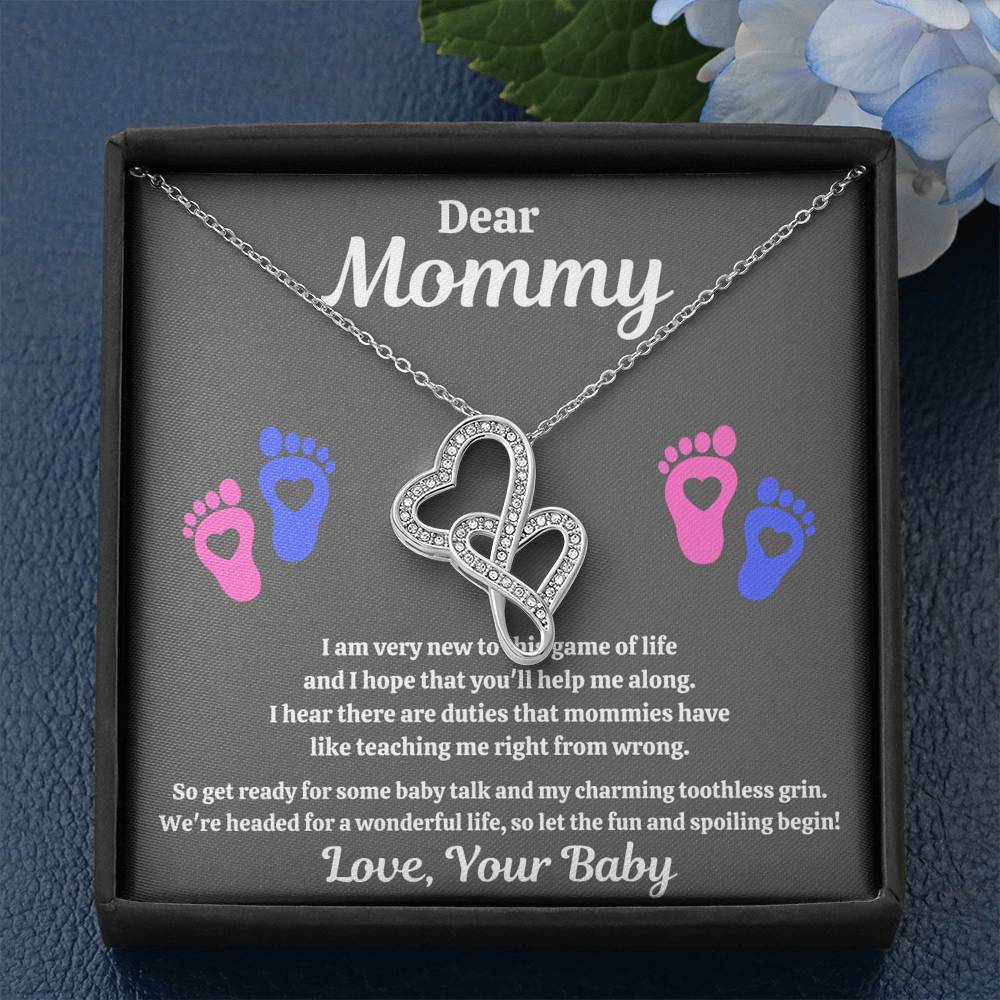 DEAR MOMMY "SPOILING HEART-FEET" DOUBLE HEARTS NECKLACE GIFT SET - ON CLOUD NINE GIFTS