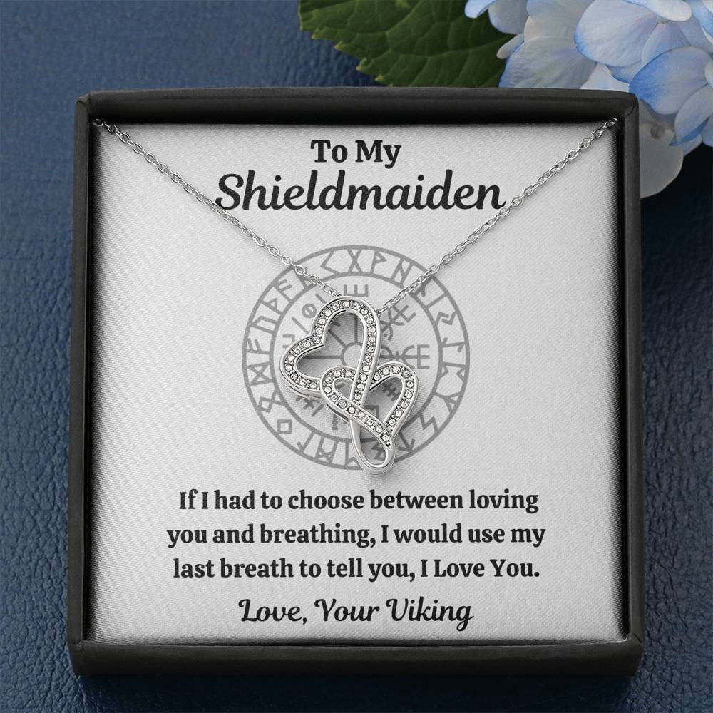 TO MY SHIELDMAIDEN "BREATHING" DOUBLE HEARTS NECKLACE GIFT SET - ON CLOUD NINE GIFTS