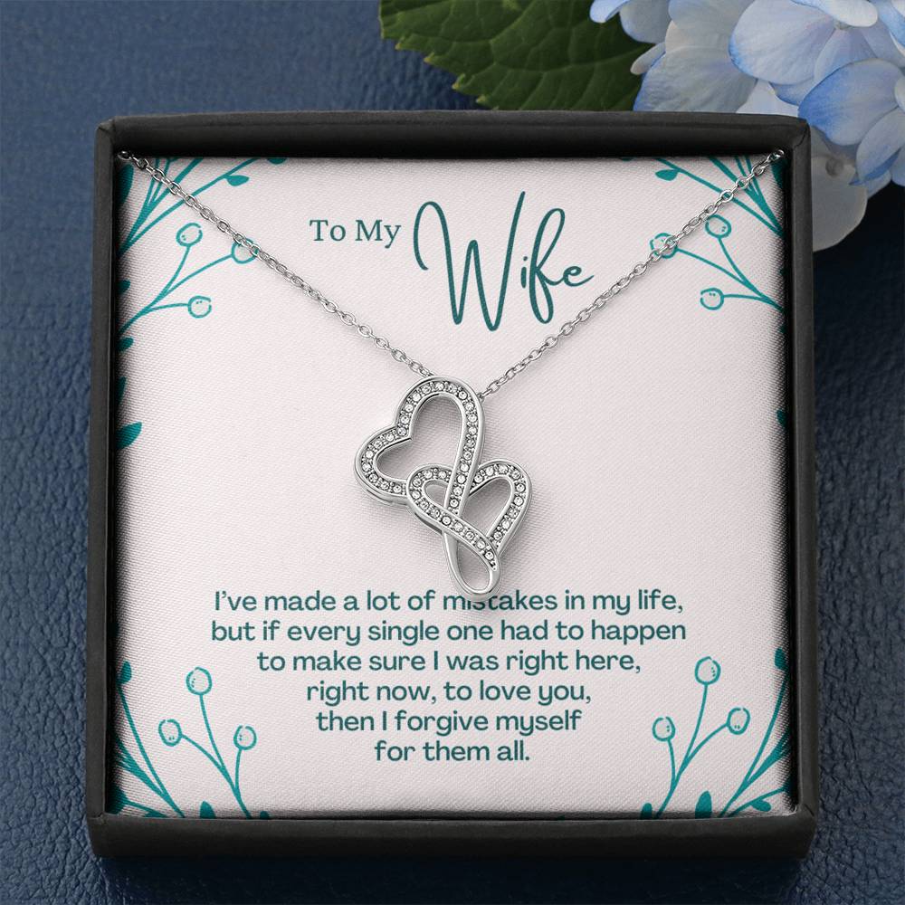 TO MY WIFE "MISTAKES - SO" DOUBLE HEARTS NECKLACE GIFT SET - ON CLOUD NINE GIFTS