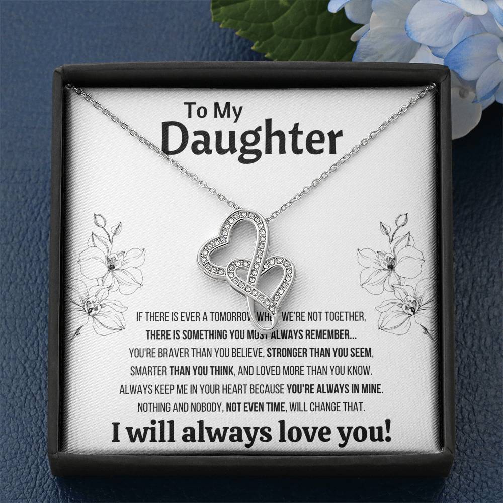 TO MY DAUGHTER "NOT EVEN TIME" DOUBLE HEARTS NECKLACE GIFT SET - ON CLOUD NINE GIFTS