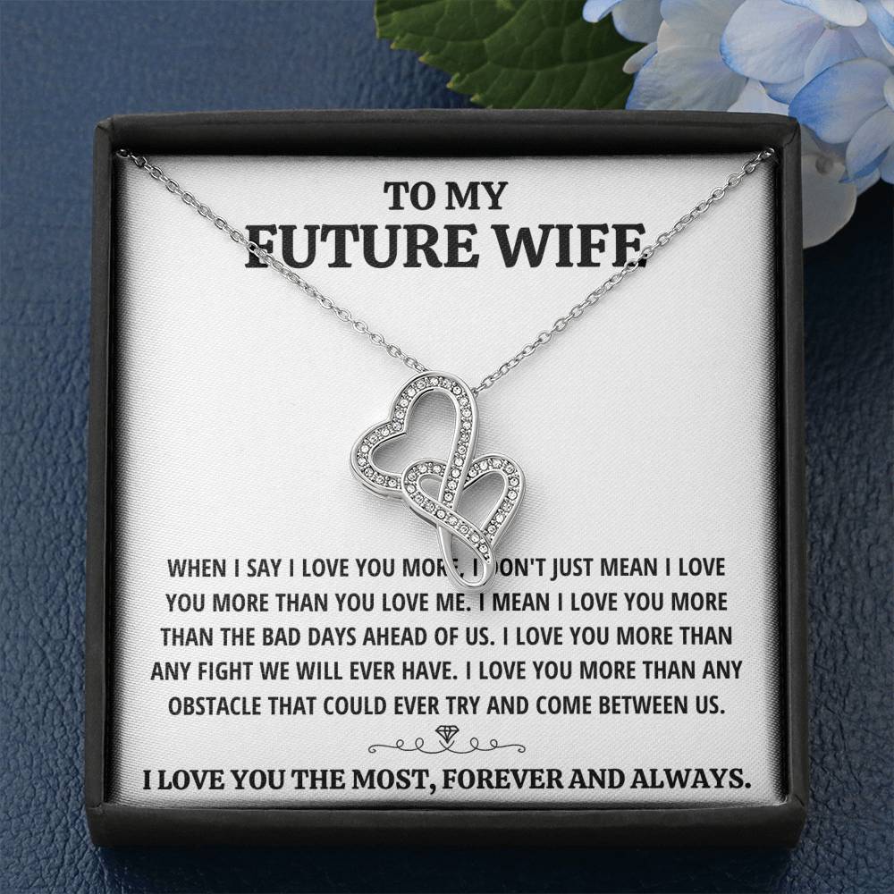 TO MY FUTURE WIFE "THE MOST - WHITE" DOUBLE HEARTS NECKLACE GIFT SET - ON CLOUD NINE GIFTS
