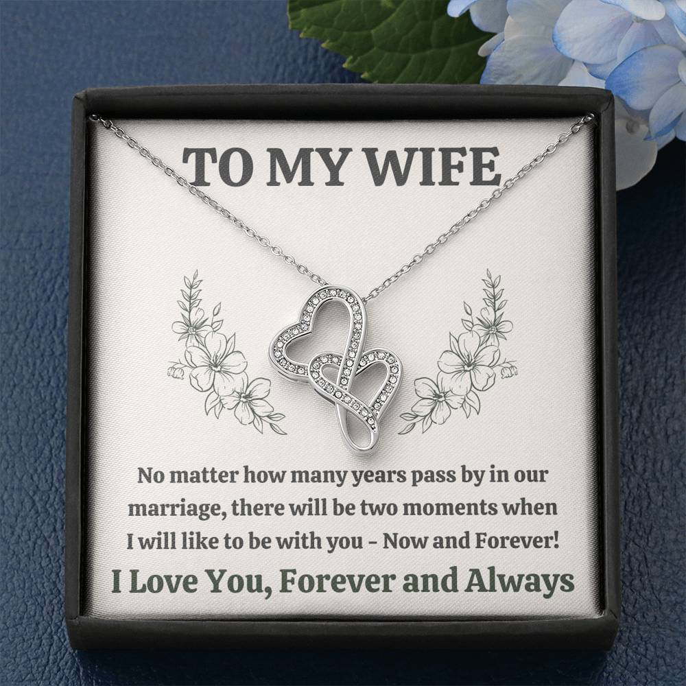 TO MY WIFE "MOMENTS" DOUBLE HEARTS NECKLACE GIFT SET - ON CLOUD NINE GIFTS