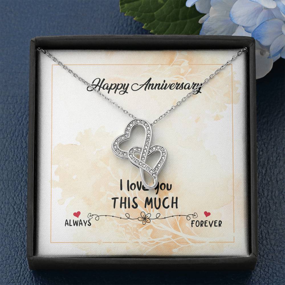 HAPPY ANNIVERSARY "THIS MUCH" DOUBLE HEARTS NECKLACE GIFT SET - ON CLOUD NINE GIFTS