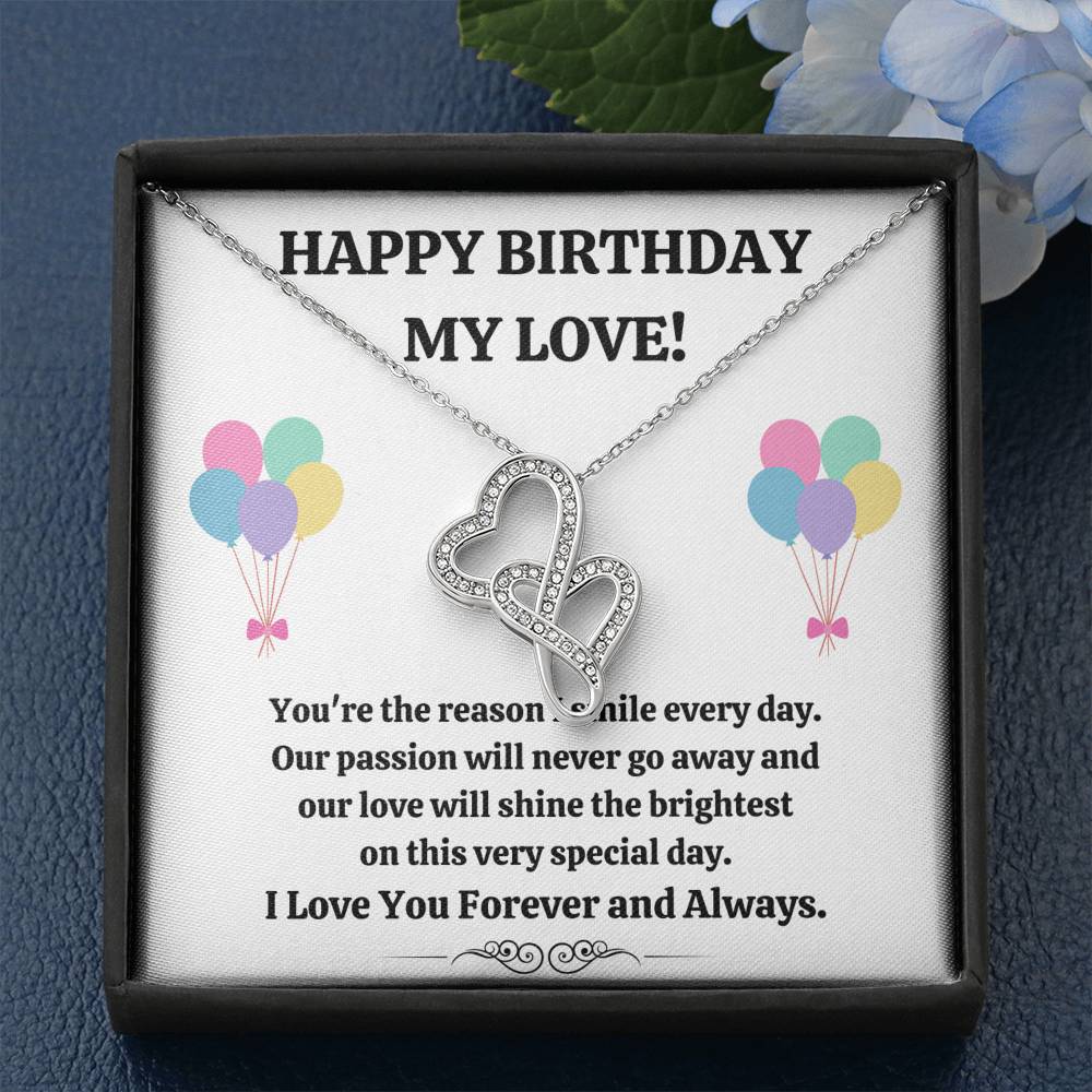 TO MY LOVE "REASON I SMILE" DOUBLE HEARTS NECKLACE GIFT SET - ON CLOUD NINE GIFTS