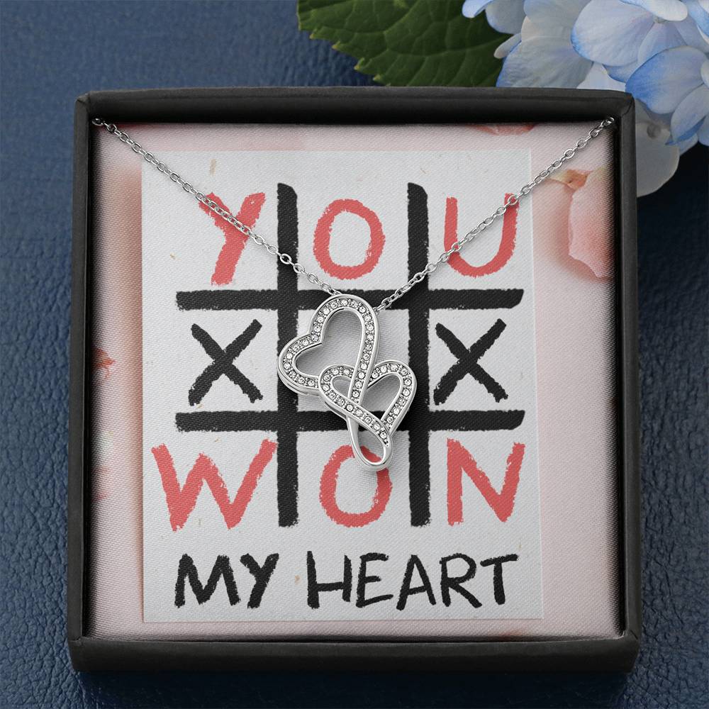 TO MY LOVE "TIC TAC TOE" DOUBLE HEARTS NECKLACE VALENTINES DAY GIFT SET - ON CLOUD NINE GIFTS