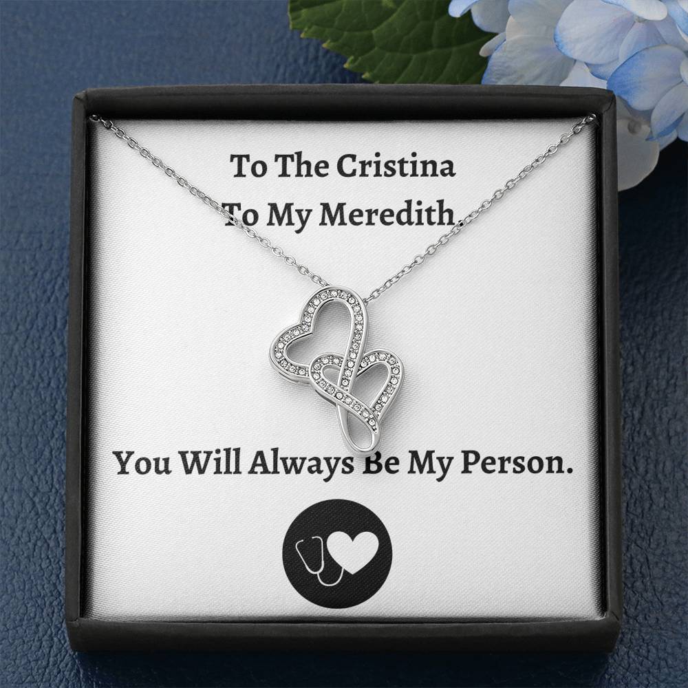TO MY PERSON "CRISTINA AND MEREDITH" DOUBLE HEARTS NECKLACE GIFT SET - ON CLOUD NINE GIFTS