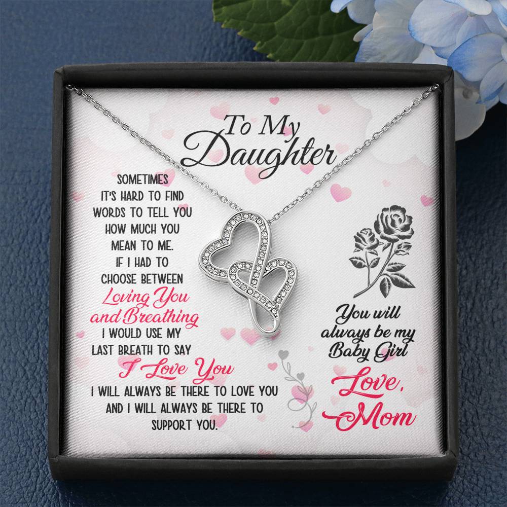 TO MY DAUGHTER "BREATHING" DOUBLE HEARTS NECKLACE GIFT SET - ON CLOUD NINE GIFTS