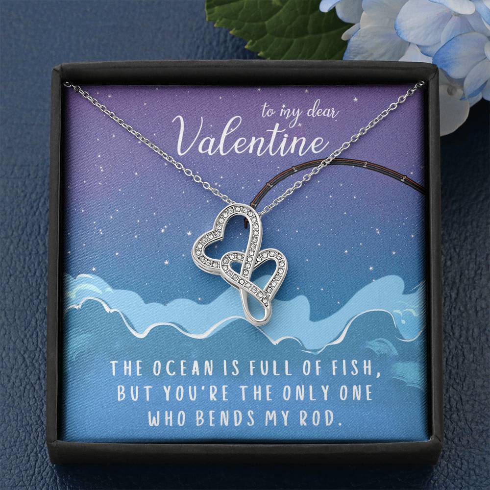 TO MY DEAR VALENTINE "FISH" DOUBLE HEARTS NECKLACE VALENTINES DAY GIFT SET - ON CLOUD NINE GIFTS
