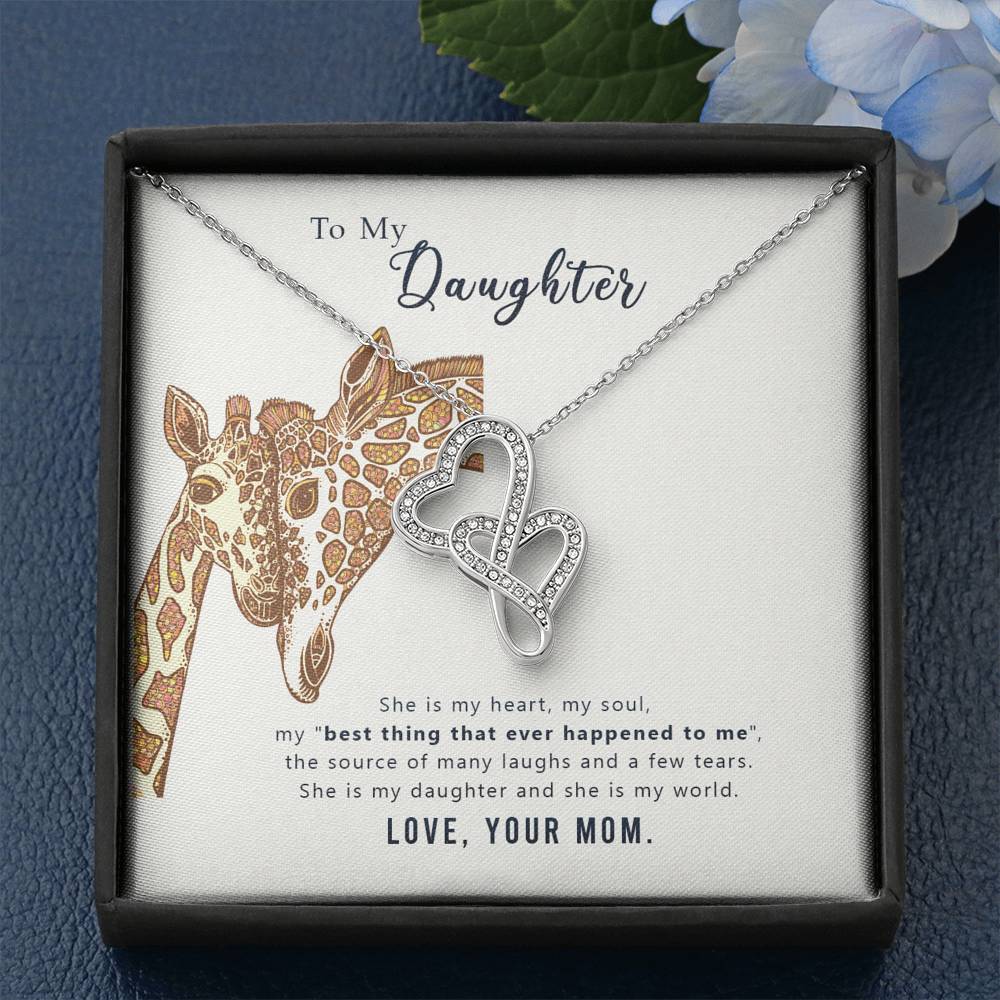 TO MY DAUGHTER "MY WORLD" DOUBLE HEARTS NECKLACE GIFT SET - ON CLOUD NINE GIFTS