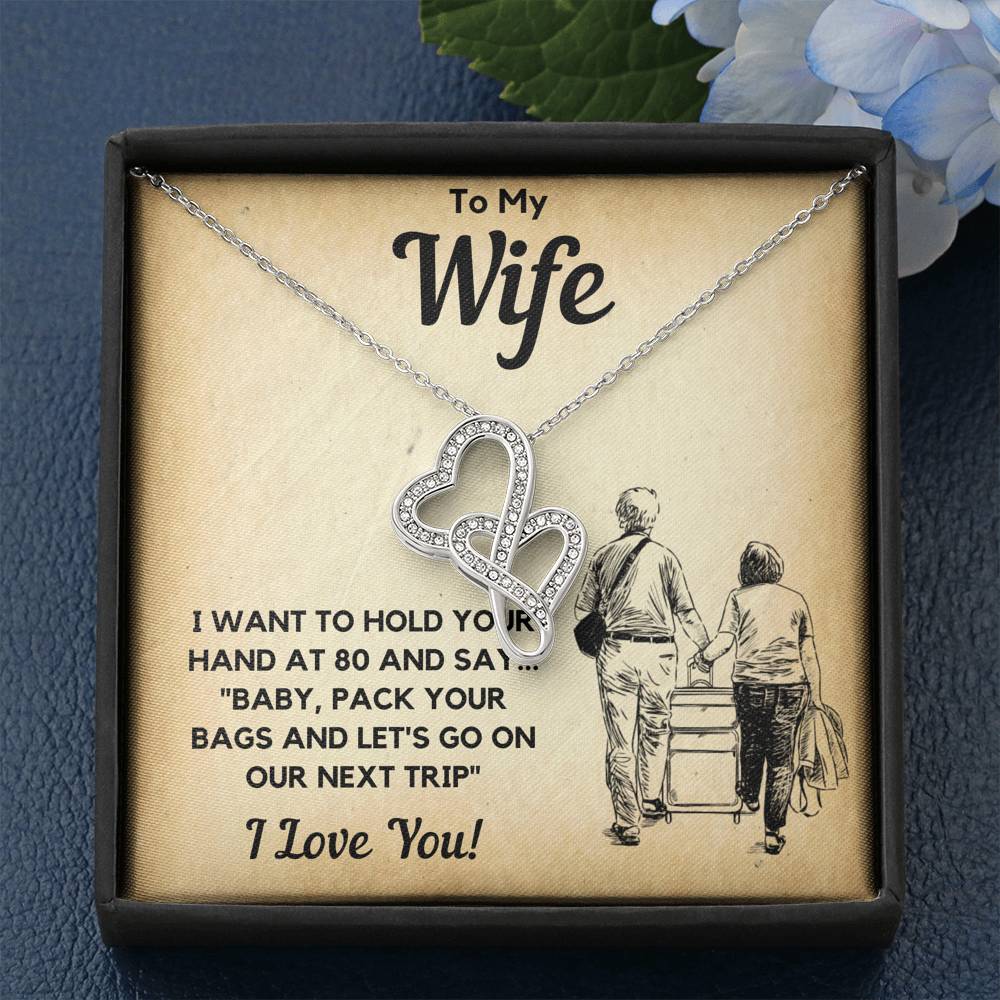 TO MY WIFE BAGS DOUBLE HEARTS NECKLACE GIFT SET - ON CLOUD NINE GIFTS