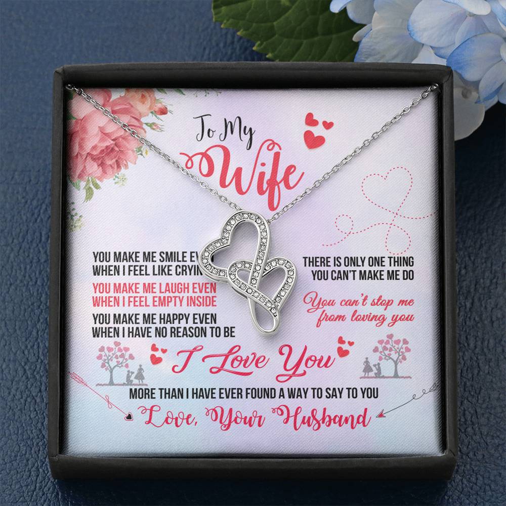 TO MY WIFE "EVEN WHEN" DOUBLE HEARTS NECKLACE GIFT SET - ON CLOUD NINE GIFTS