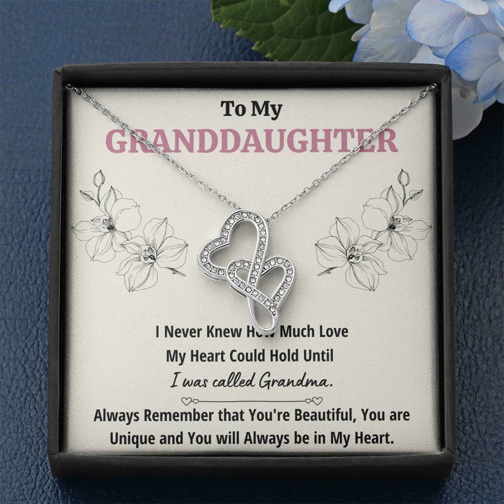 TO MY GRANDDAUGHTER "CALLED GRANDMA" DOUBLE HEARTS NECKLACE GIFT SET - ON CLOUD NINE GIFTS