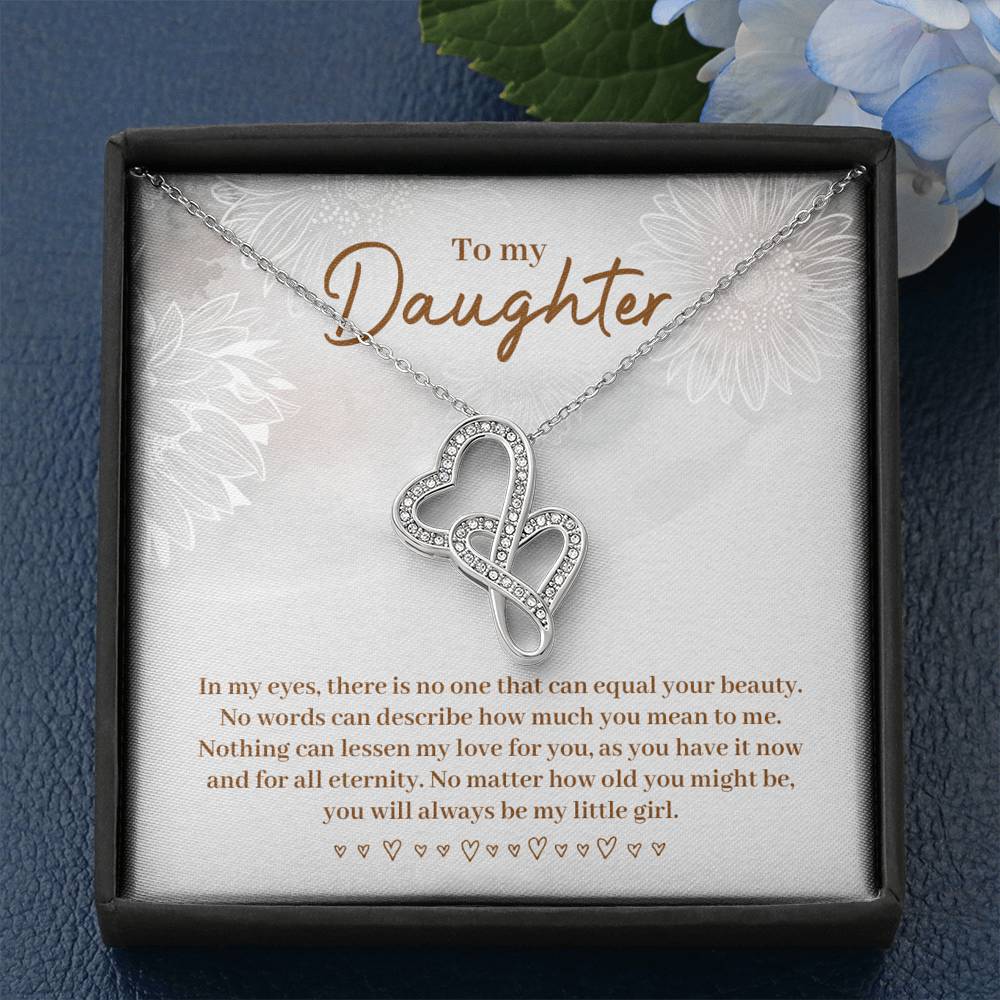 TO MY DAUGHTER "EQUAL YOUR BEAUTY" DOUBLE HEARTS NECKLACE GIFT SET - ON CLOUD NINE GIFTS