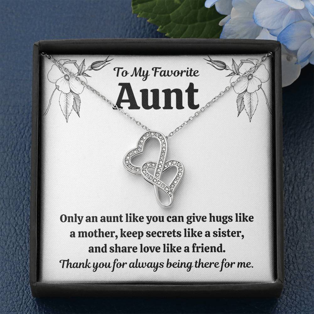 TO MY FAV AUNT "LIKE" DOUBLE HEARTS NECKLACE GIFT SET - ON CLOUD NINE GIFTS