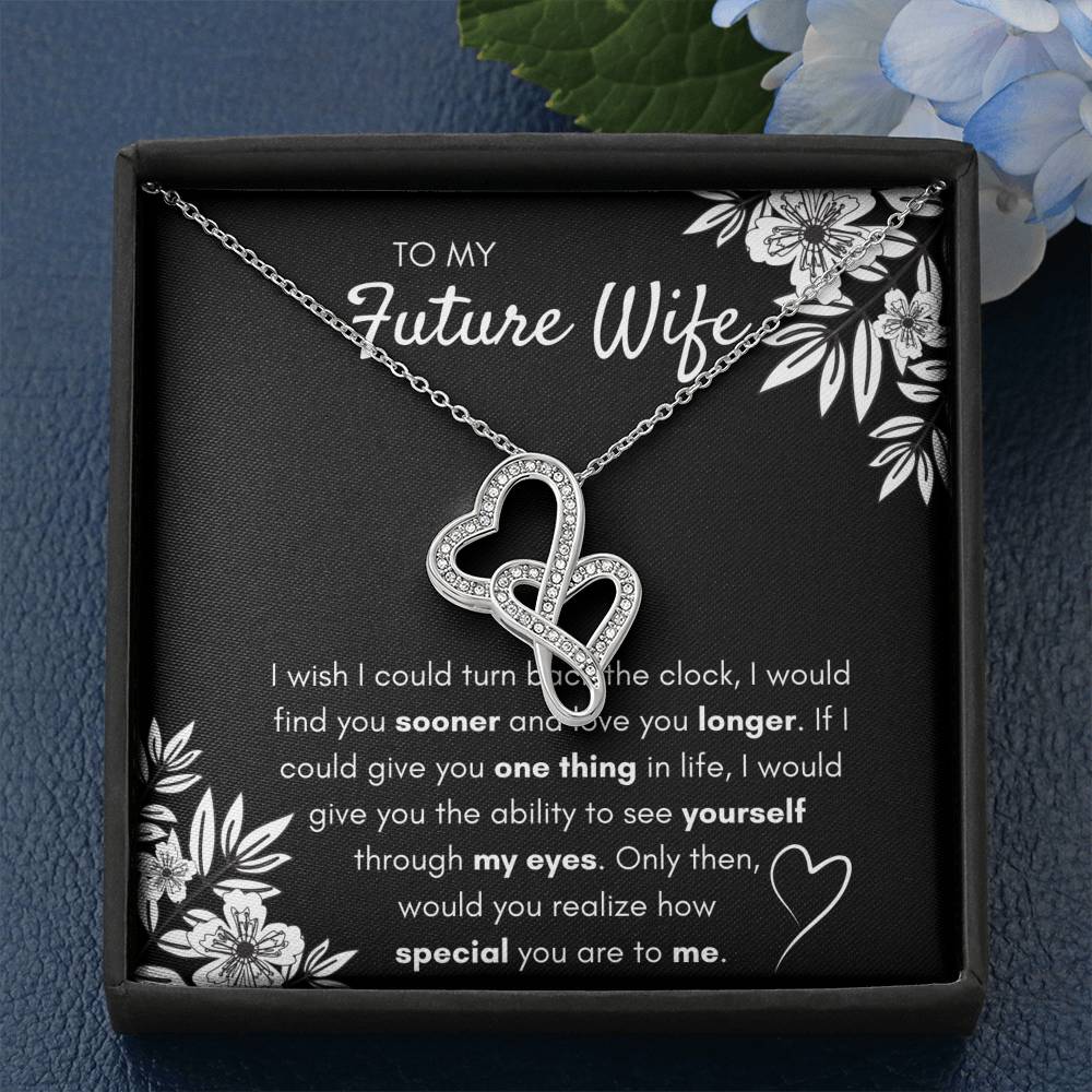 TO MY FUTURE WIFE "FIND YOU SOONER" DOUBLE HEARTS NECKLACE GIFT SET - ON CLOUD NINE GIFTS