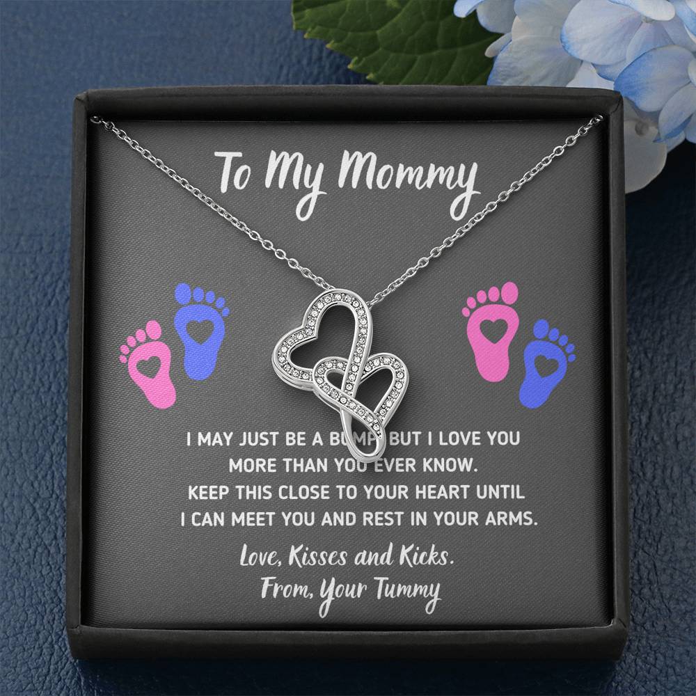 TO MY MOMMY "HEART-FEET" DOUBLE HEARTS NECKLACE GIFT SET - ON CLOUD NINE GIFTS