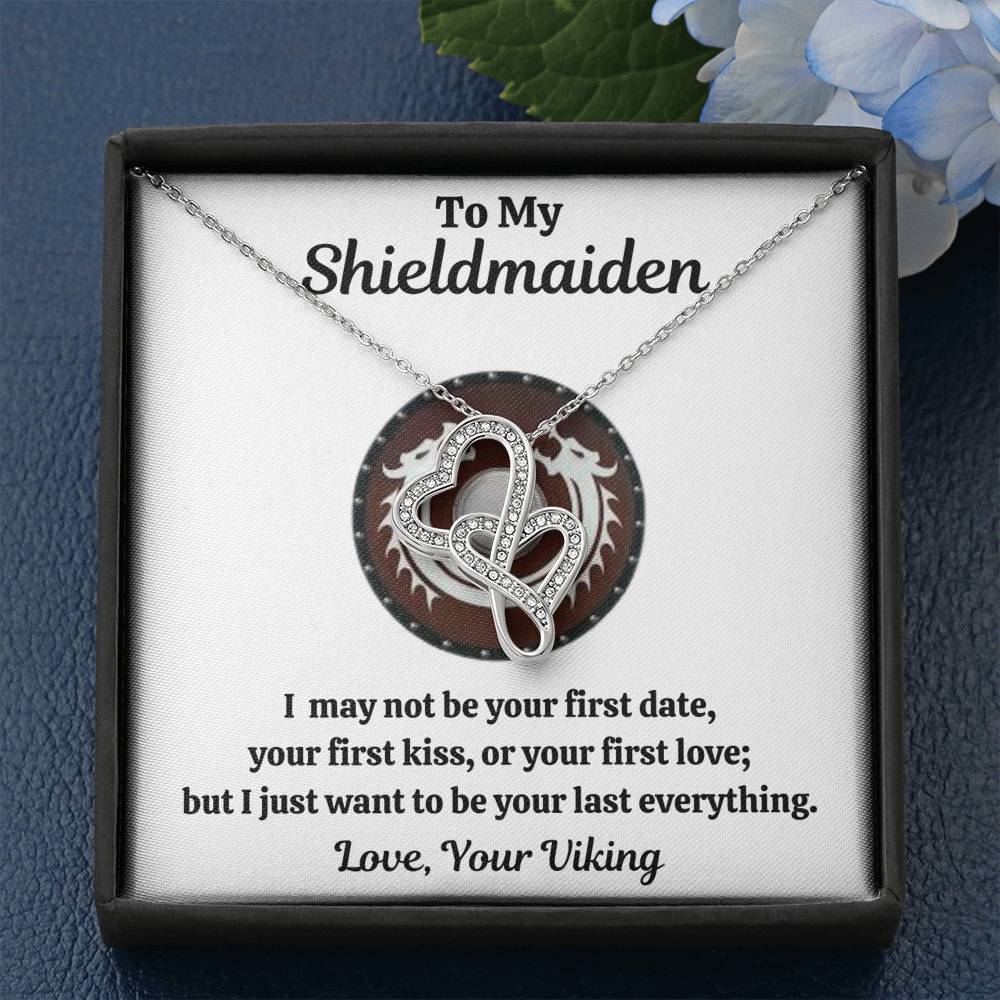 TO MY SHIELDMAIDEN "LAST EVERYTHING - RED" DOUBLE HEARTS NECKLACE GIFT SET - ON CLOUD NINE GIFTS