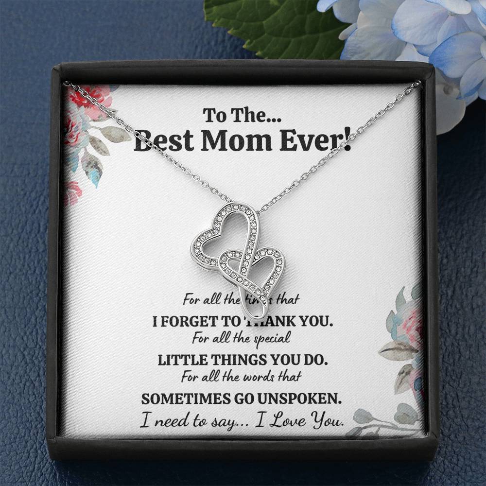 TO THE BEST MOM EVER "FOR ALL" DOUBLE HEARTS NECKLACE GIFT SET - ON CLOUD NINE GIFTS