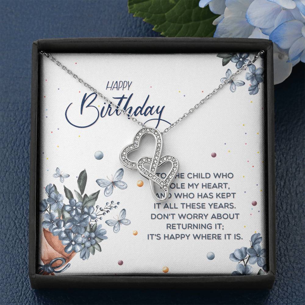 TO MY DAUGHTER "STOLE MY HEART" DOUBLE HEARTS NECKLACE BIRTHDAY GIFT SET - ON CLOUD NINE GIFTS