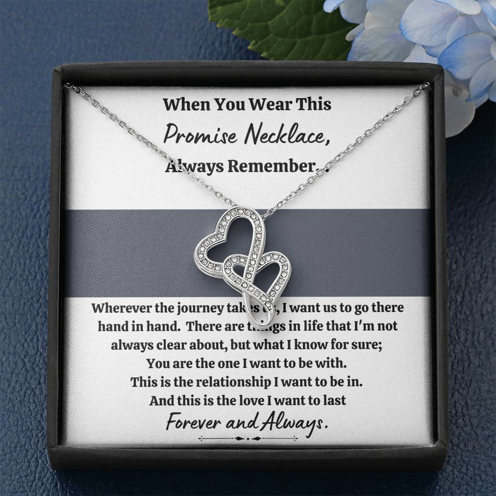 TO MY LOVE "PROMISE NECKLACE - GREY" DOUBLE HEARTS NECKLACE GIFT SET - ON CLOUD NINE GIFTS