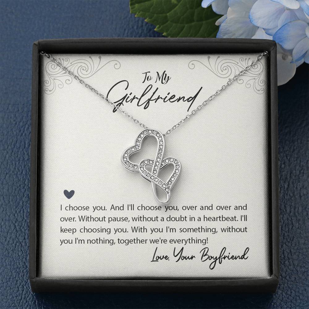 TO MY GIRLFRIEND "WE'RE EVERYTHING" DOUBLE HEARTS NECKLACE GIFT SET - ON CLOUD NINE GIFTS