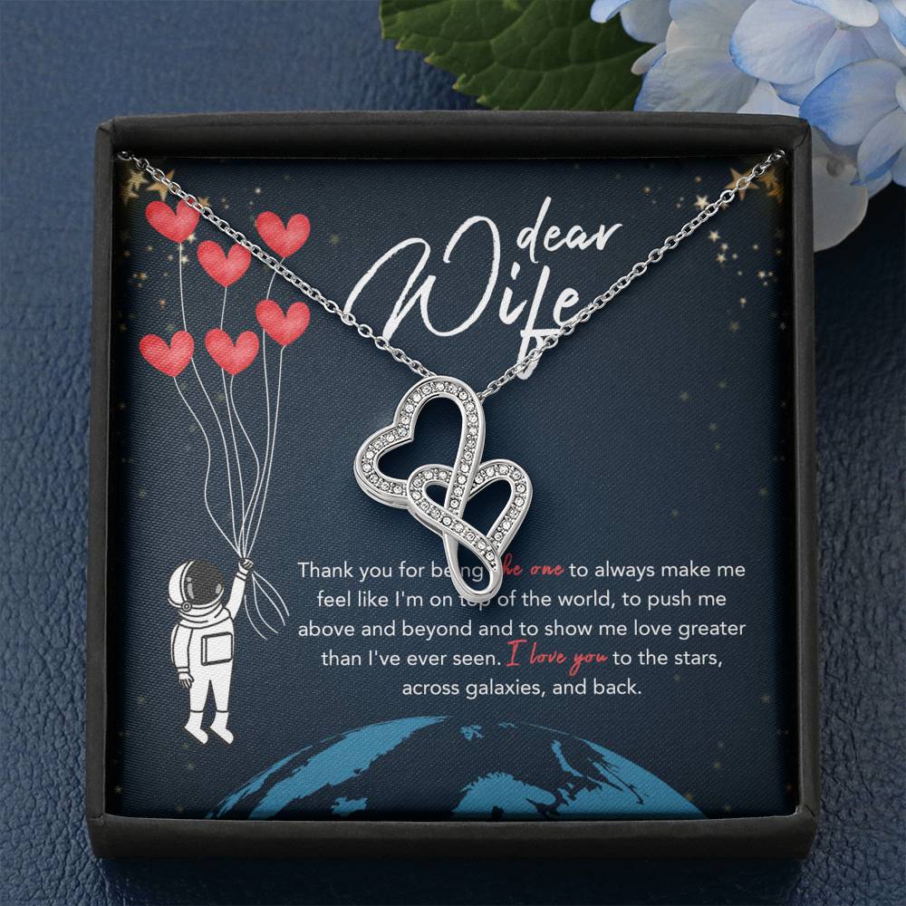 DEAR WIFE "STARS" DOUBLE HEARTS NECKLACE GIFT SET - ON CLOUD NINE GIFTS