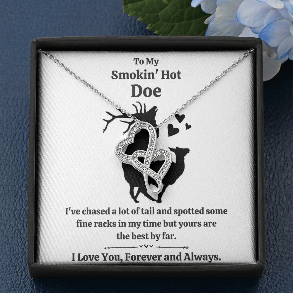 TO MY SMOKIN' HOT DOE "TAIL" DOUBLE HEARTS NECKLACE GIFT SET - ON CLOUD NINE GIFTS