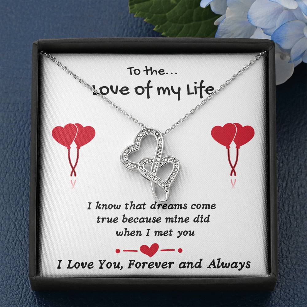 TO THE LOVE OF MY LIFE DOUBLE HEARTS NECKLACE GIFT SET - ON CLOUD NINE GIFTS