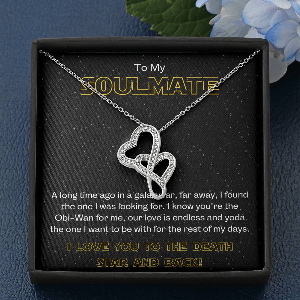 TO MY SOULMATE "GALAXY" DOUBLE HEARTS NECKLACE GIFT SET - ON CLOUD NINE GIFTS