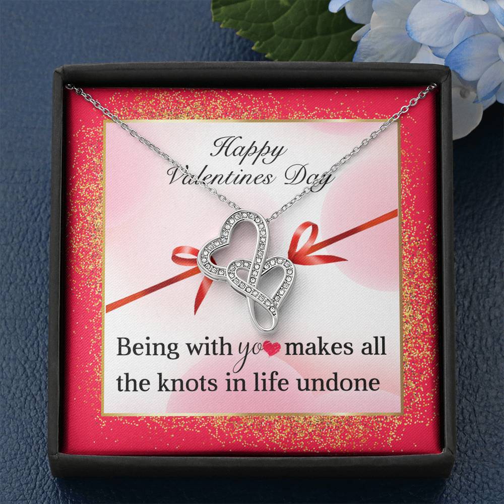 TO MY LOVE "KNOTS" DOUBLE HEARTS NECKLACE VALENTINES DAY GIFT SET - ON CLOUD NINE GIFTS