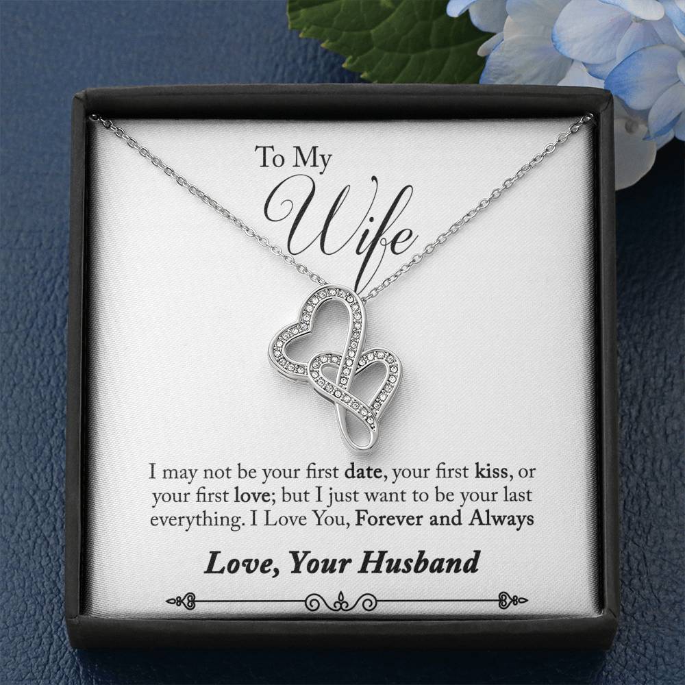 TO MY WIFE "LAST EVERYTHING - SO" DOUBLE HEARTS NECKLACE GIFT SET - ON CLOUD NINE GIFTS