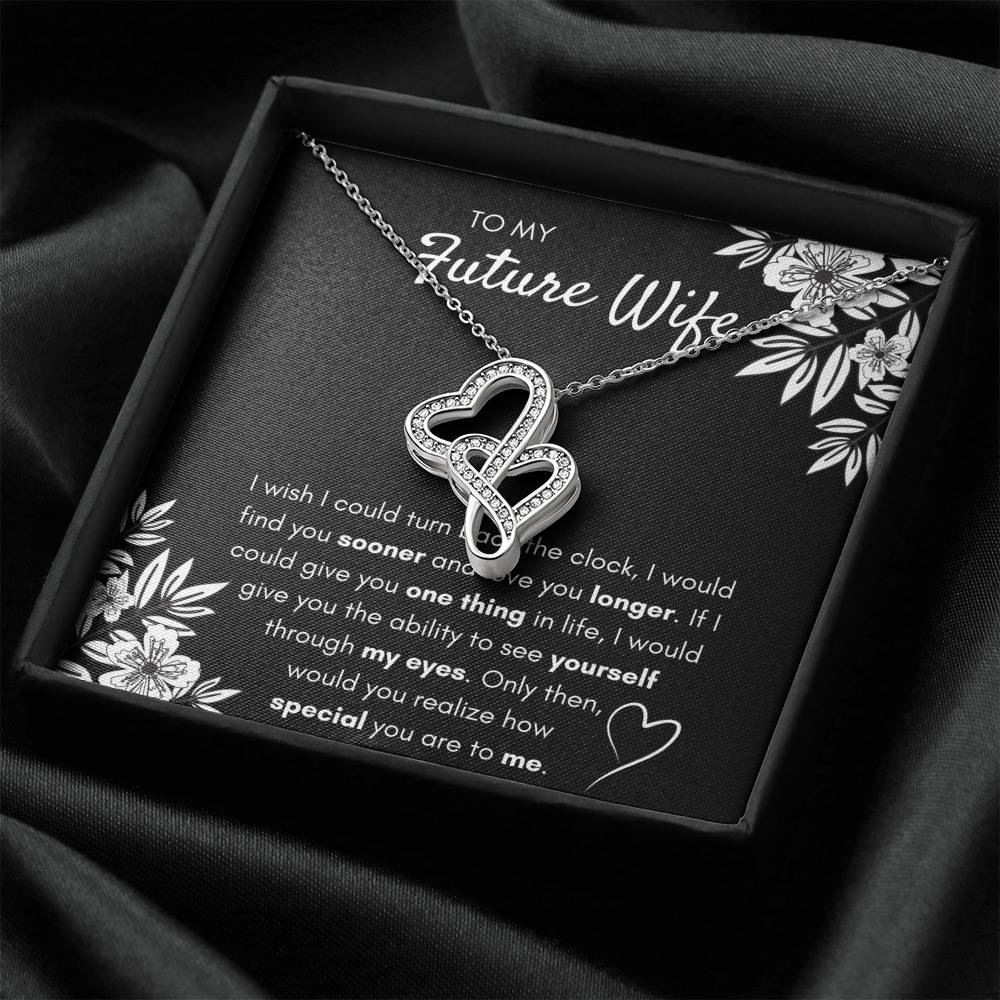 TO MY FUTURE WIFE "FIND YOU SOONER" DOUBLE HEARTS NECKLACE GIFT SET - ON CLOUD NINE GIFTS