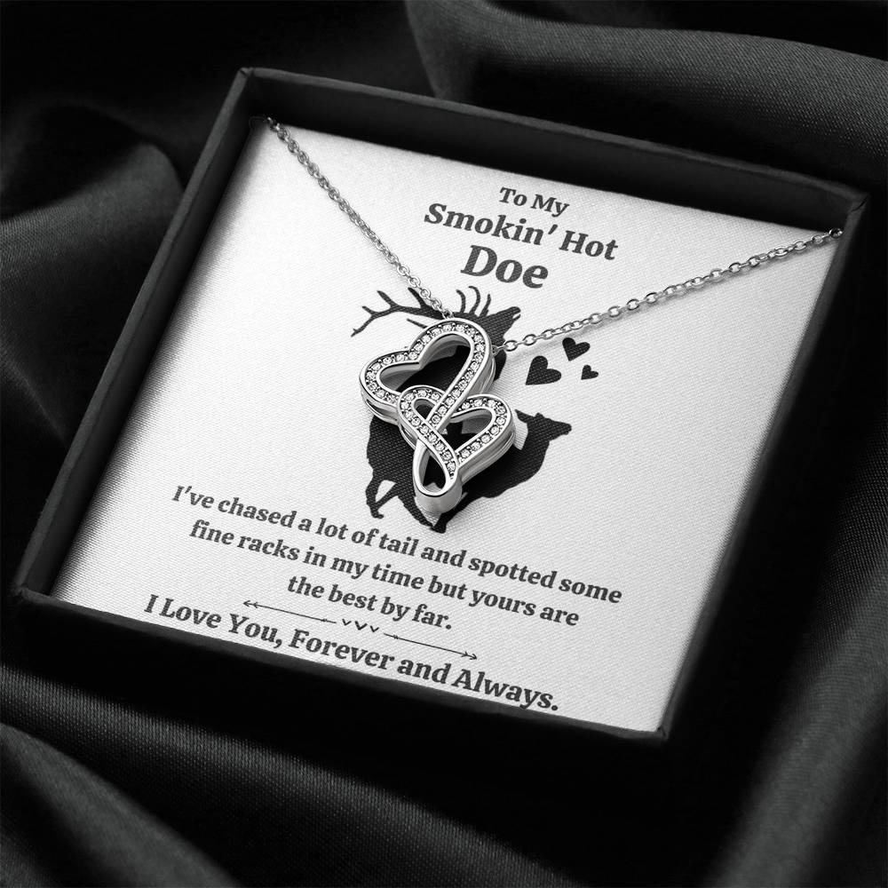 TO MY SMOKIN' HOT DOE "TAIL" DOUBLE HEARTS NECKLACE GIFT SET - ON CLOUD NINE GIFTS