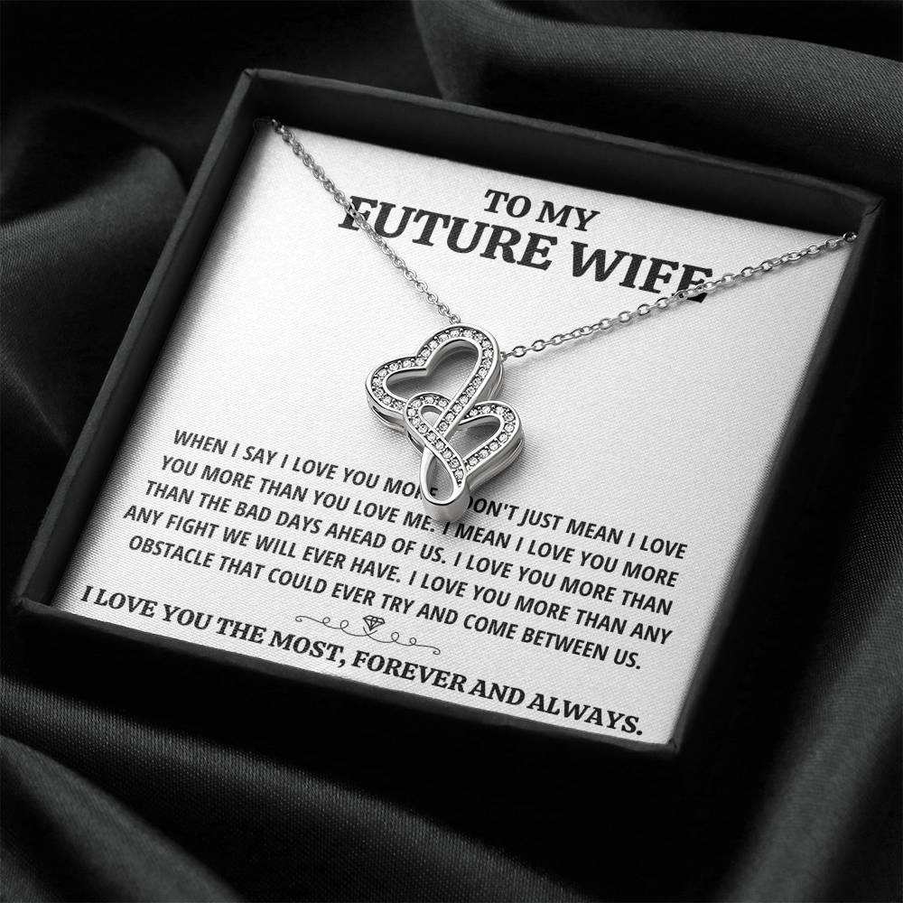 TO MY FUTURE WIFE "THE MOST - WHITE" DOUBLE HEARTS NECKLACE GIFT SET - ON CLOUD NINE GIFTS