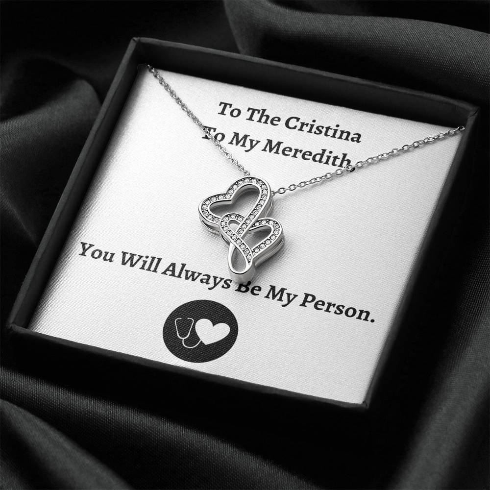 TO MY PERSON "CRISTINA AND MEREDITH" DOUBLE HEARTS NECKLACE GIFT SET - ON CLOUD NINE GIFTS