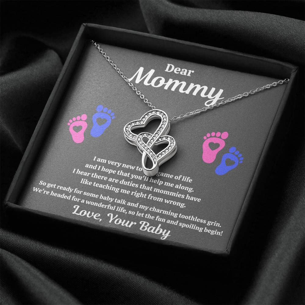 DEAR MOMMY "SPOILING HEART-FEET" DOUBLE HEARTS NECKLACE GIFT SET - ON CLOUD NINE GIFTS