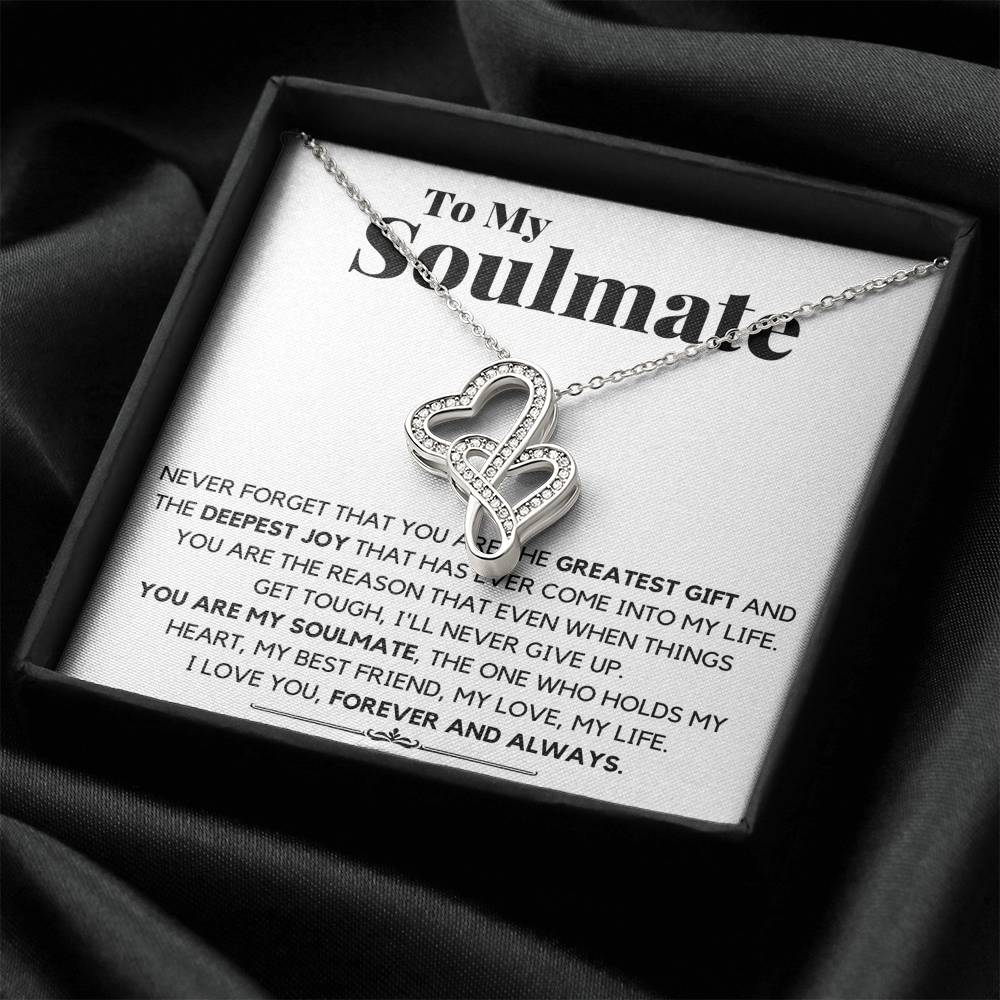 TO MY SOULMATE DEEPEST JOY DOUBLE HEART NECKLACE GIFT SET - ON CLOUD NINE GIFTS