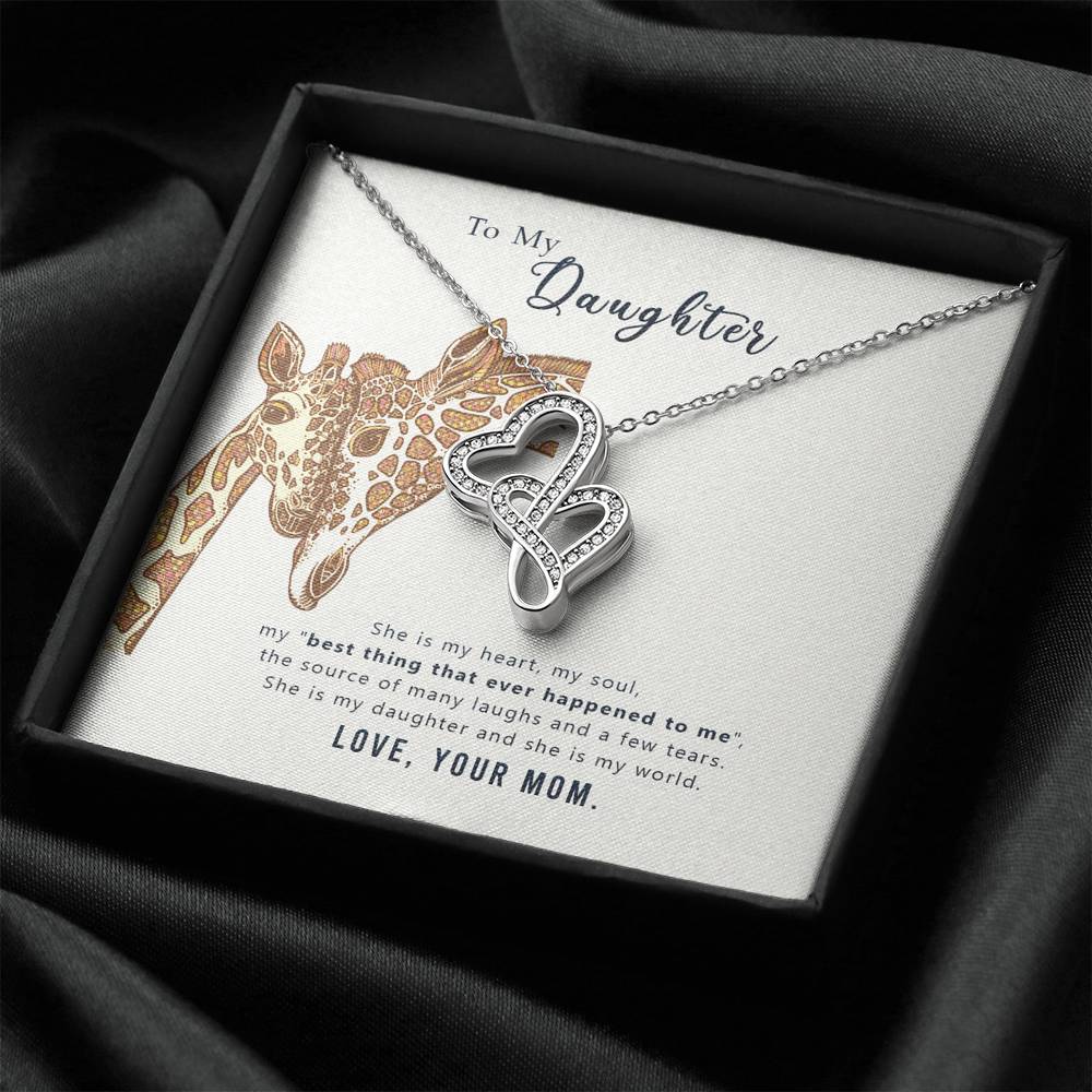 TO MY DAUGHTER "MY WORLD" DOUBLE HEARTS NECKLACE GIFT SET - ON CLOUD NINE GIFTS