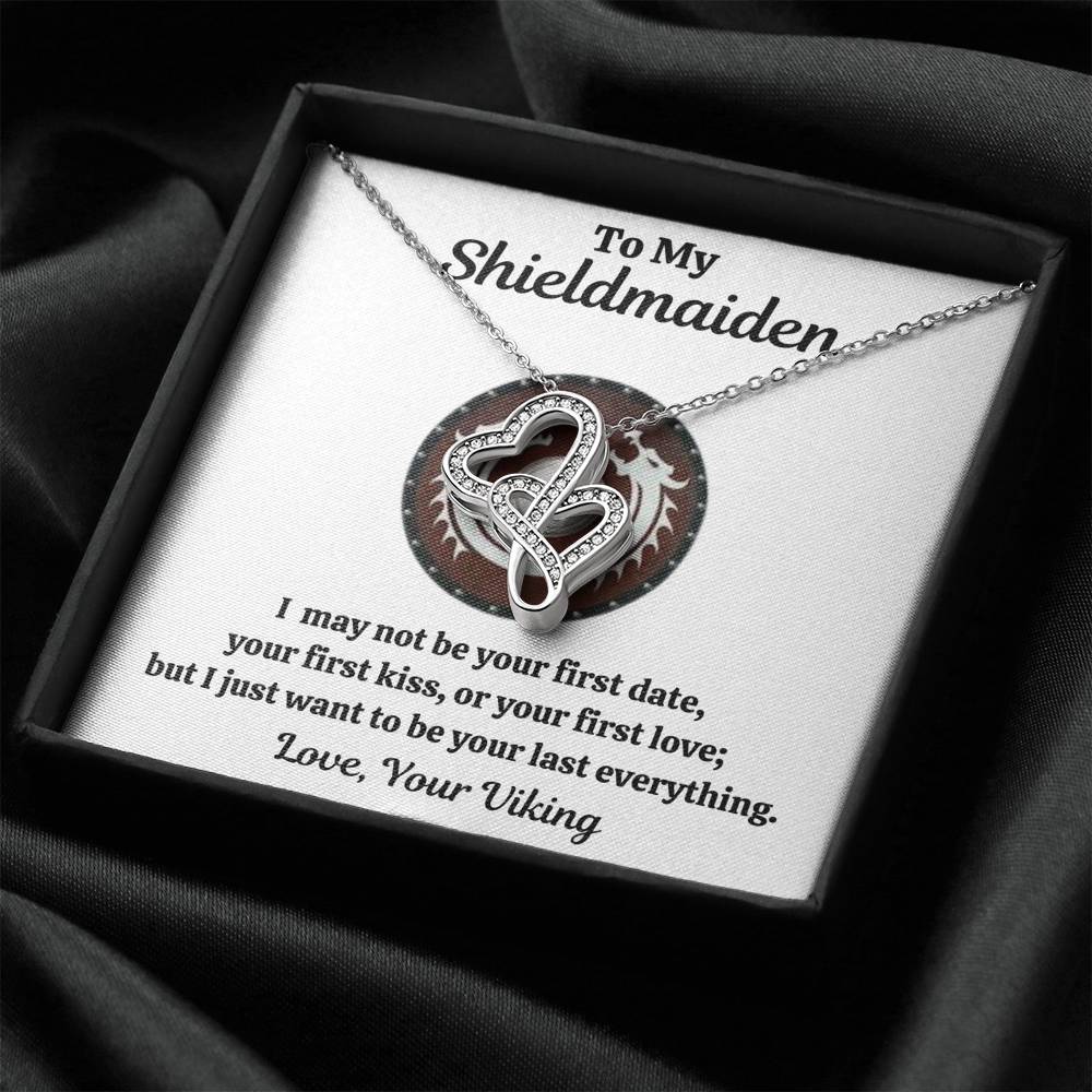 TO MY SHIELDMAIDEN "LAST EVERYTHING - RED" DOUBLE HEARTS NECKLACE GIFT SET - ON CLOUD NINE GIFTS