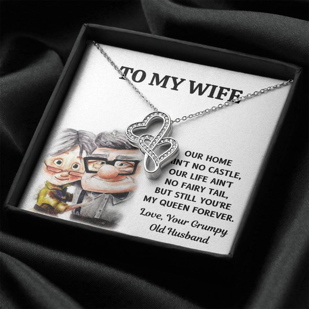 TO MY WIFE "CASTLE - UP" DOUBLE HEARTS NECKLACE GIFT SET - ON CLOUD NINE GIFTS
